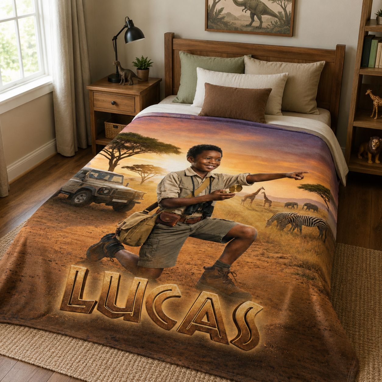 Safari Explorer Realistic Personalized Blanket