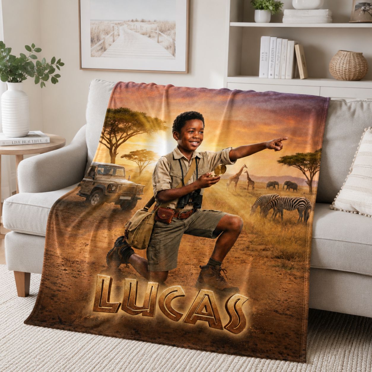 Safari Explorer Realistic Personalized Blanket