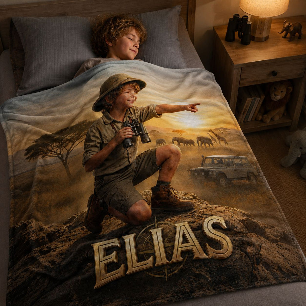 Safari Explorer Realistic Personalized Blanket