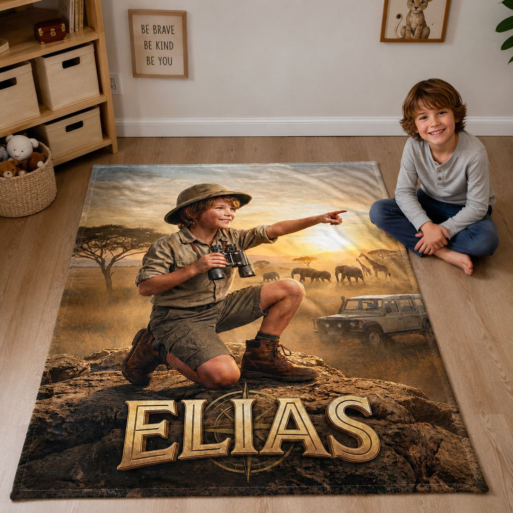 Safari Explorer Realistic Personalized Blanket