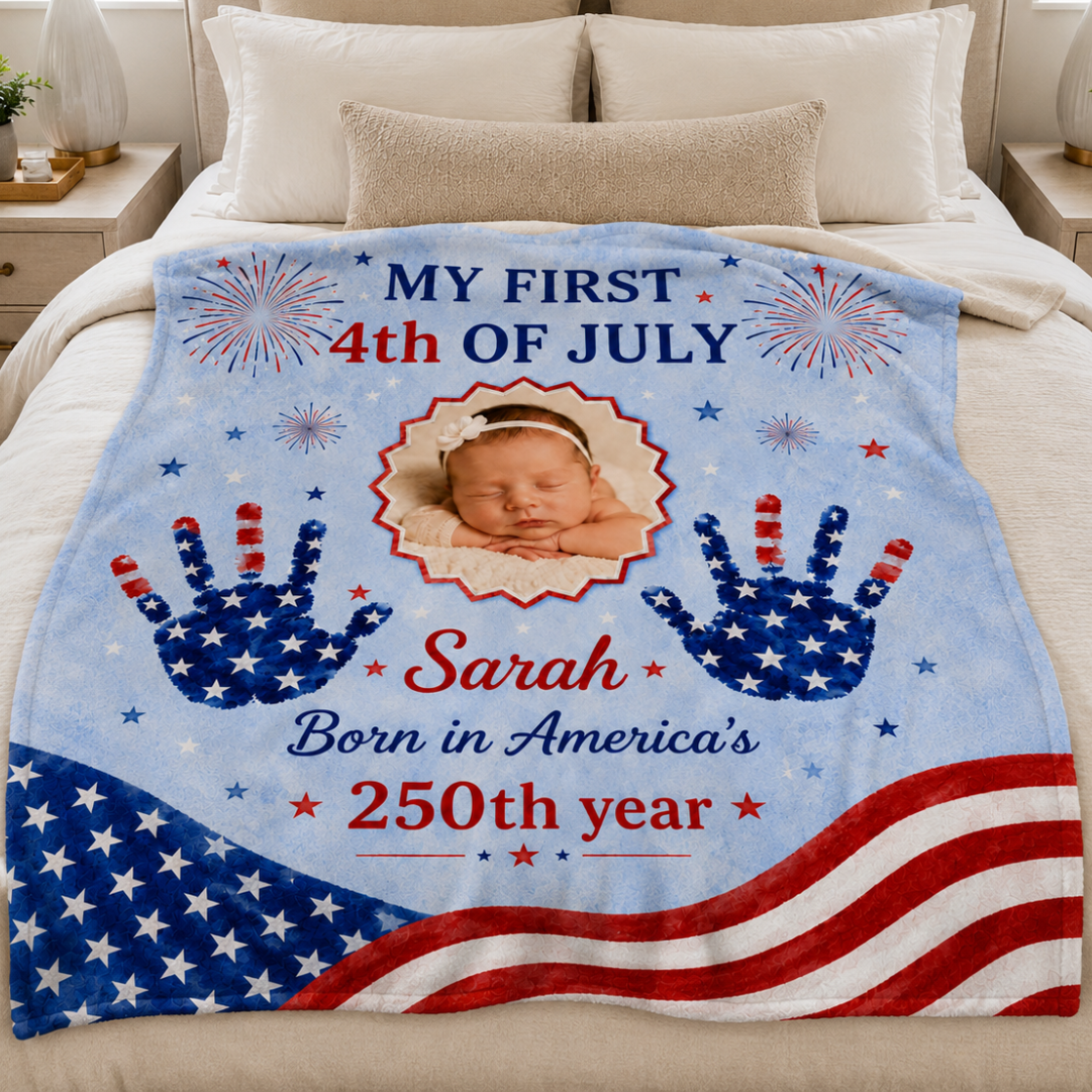 Personalized My First 4th Of July Baby Blanket