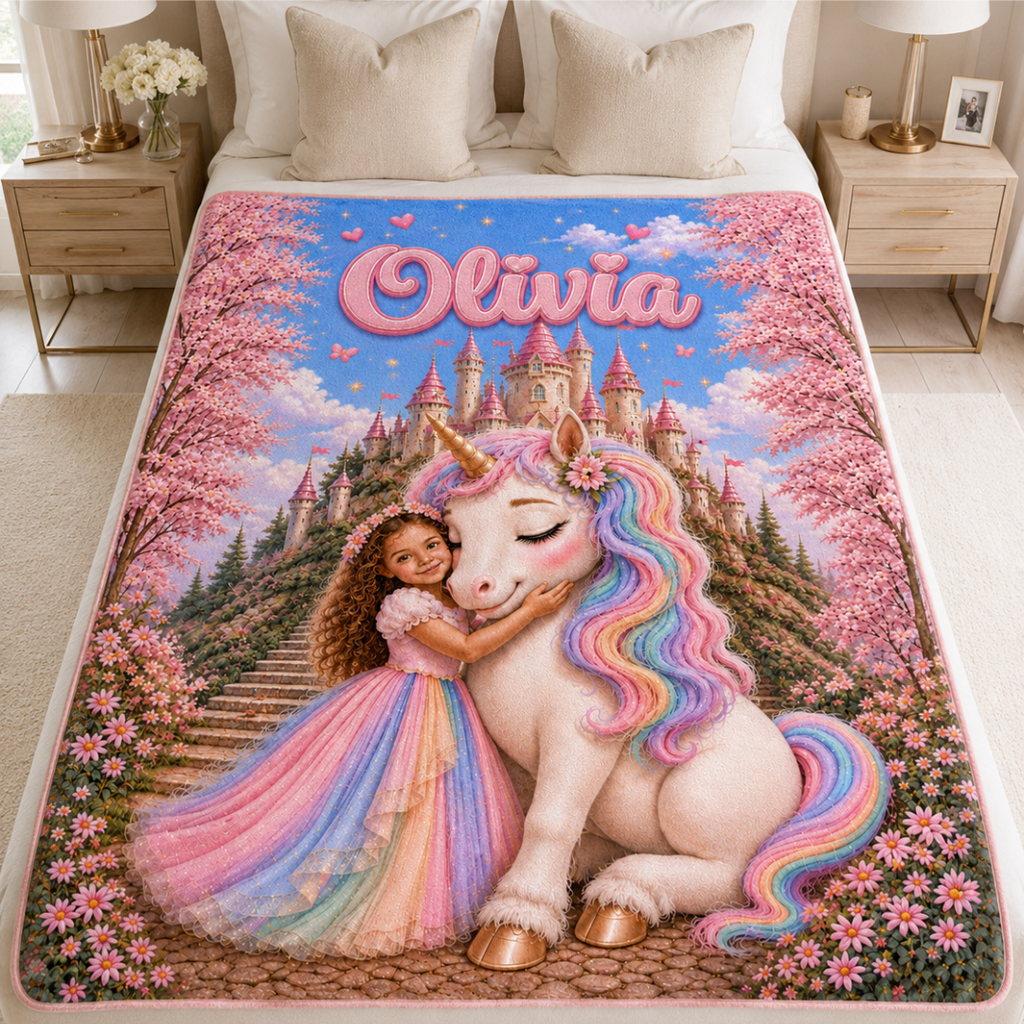 Personalized Princess Unicorn Blanket With Name