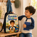 1st Grade 2026 Personalized School Backpack - child reaction lifestyle shot for first day of school | Personalized school backpack for kids by Jolliboo