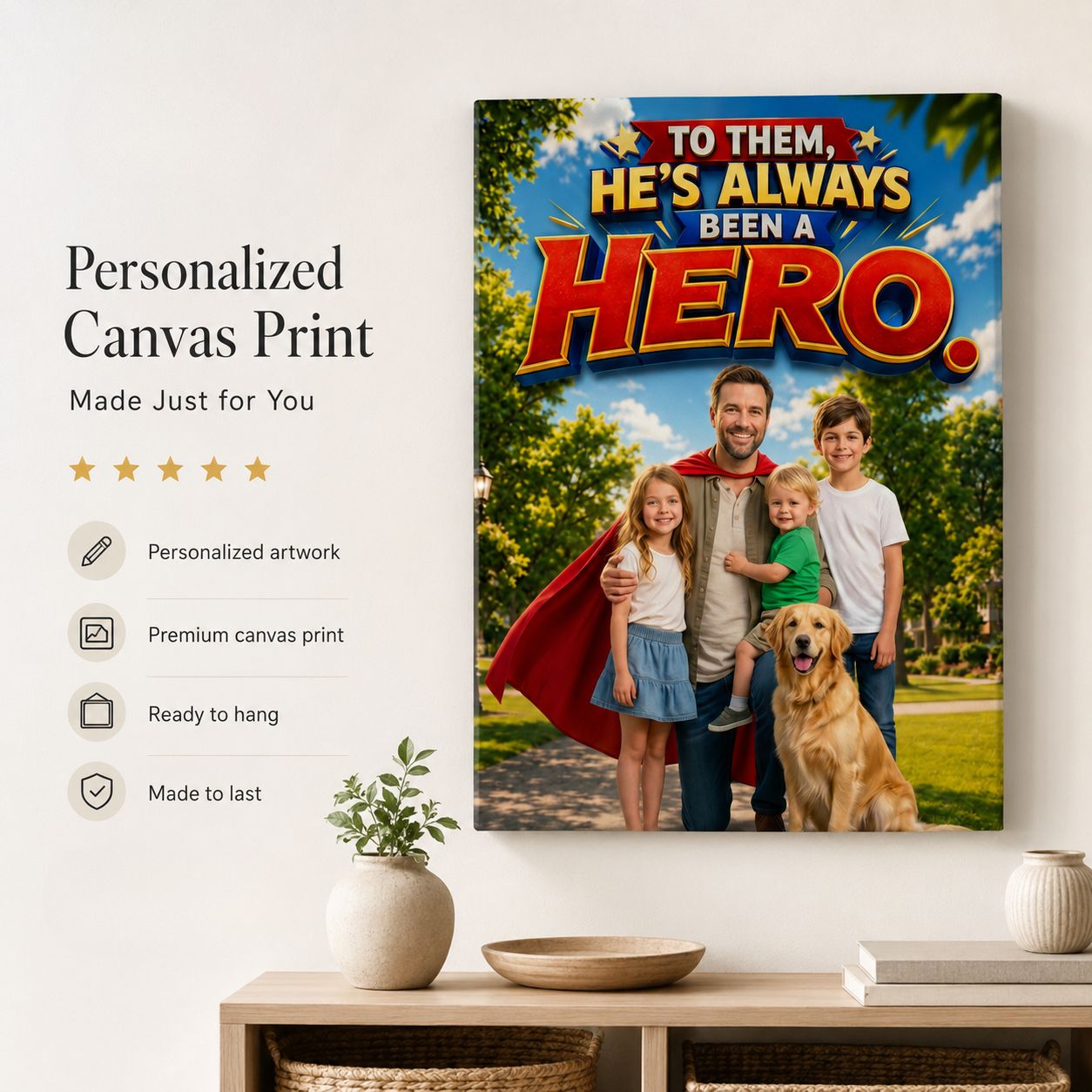 Super Hero Dad Personalised Canvas