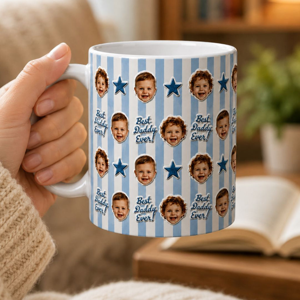 Personalized Best Daddy Ever with Kids Photos Ceramic Mug