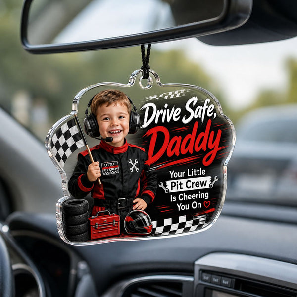Safe Drive with Pit Crew Personalised Car Hanging Ornament