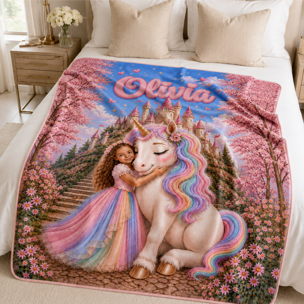 Personalized Princess Unicorn Blanket With Name