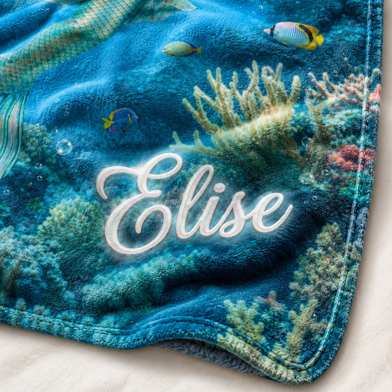 Mermaid Princess Realistic Personalized Blanket