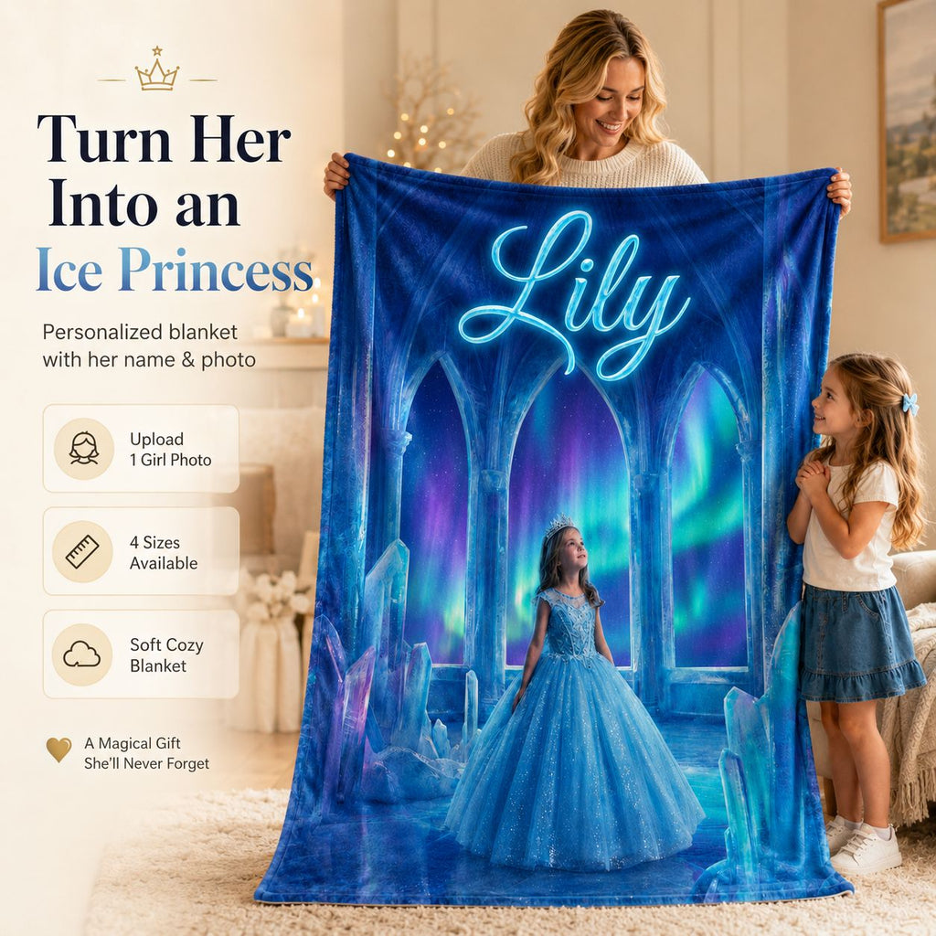 Little Ice Princess Realistic Personalized Blanket