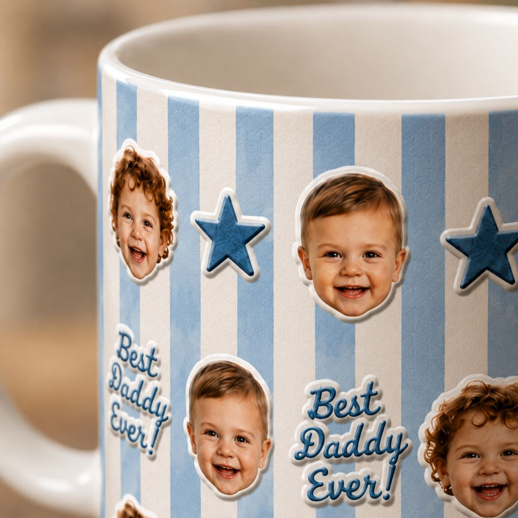 Personalized Best Daddy Ever with Kids Photos Ceramic Mug