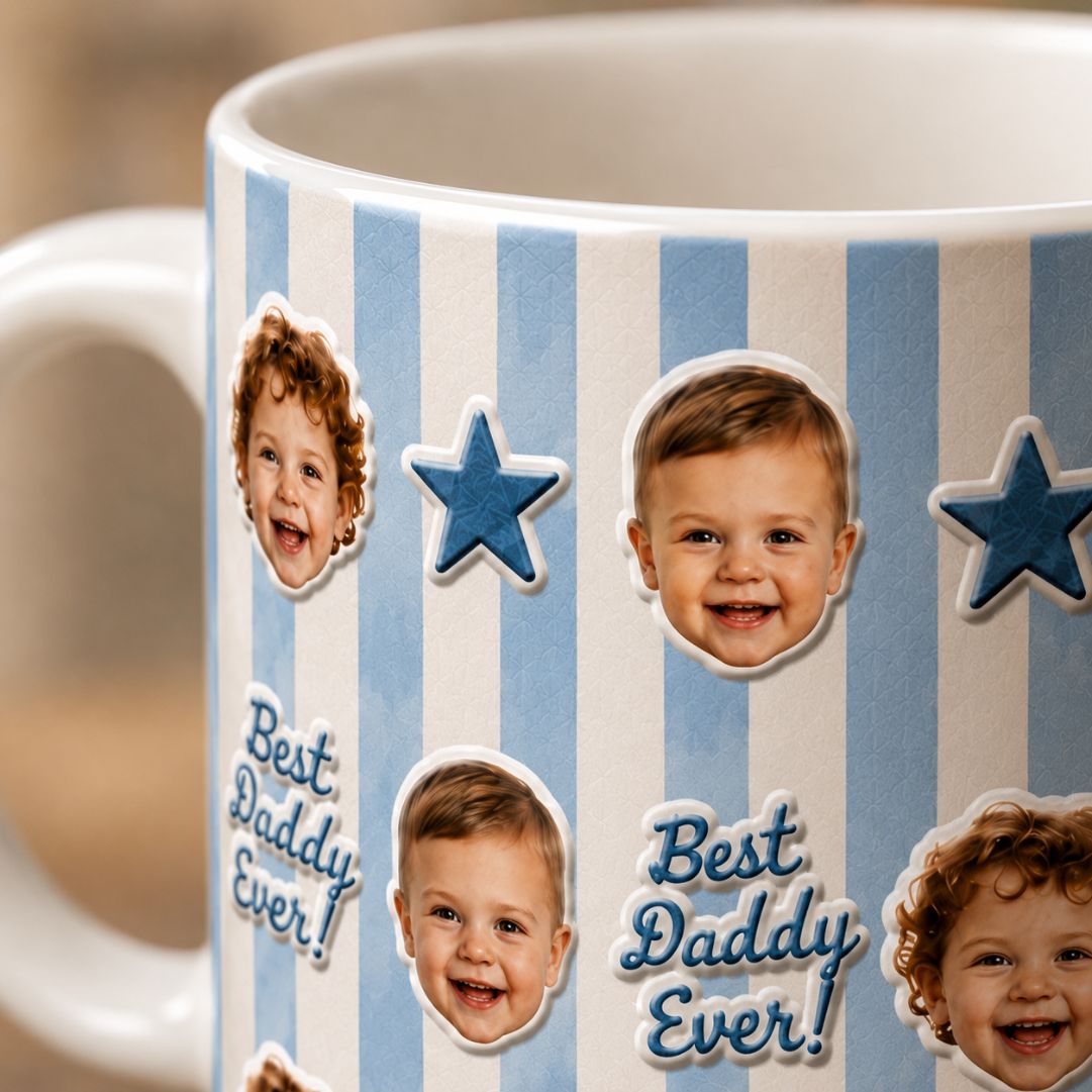 Personalized Best Daddy Ever with Kids Photos Ceramic Mug