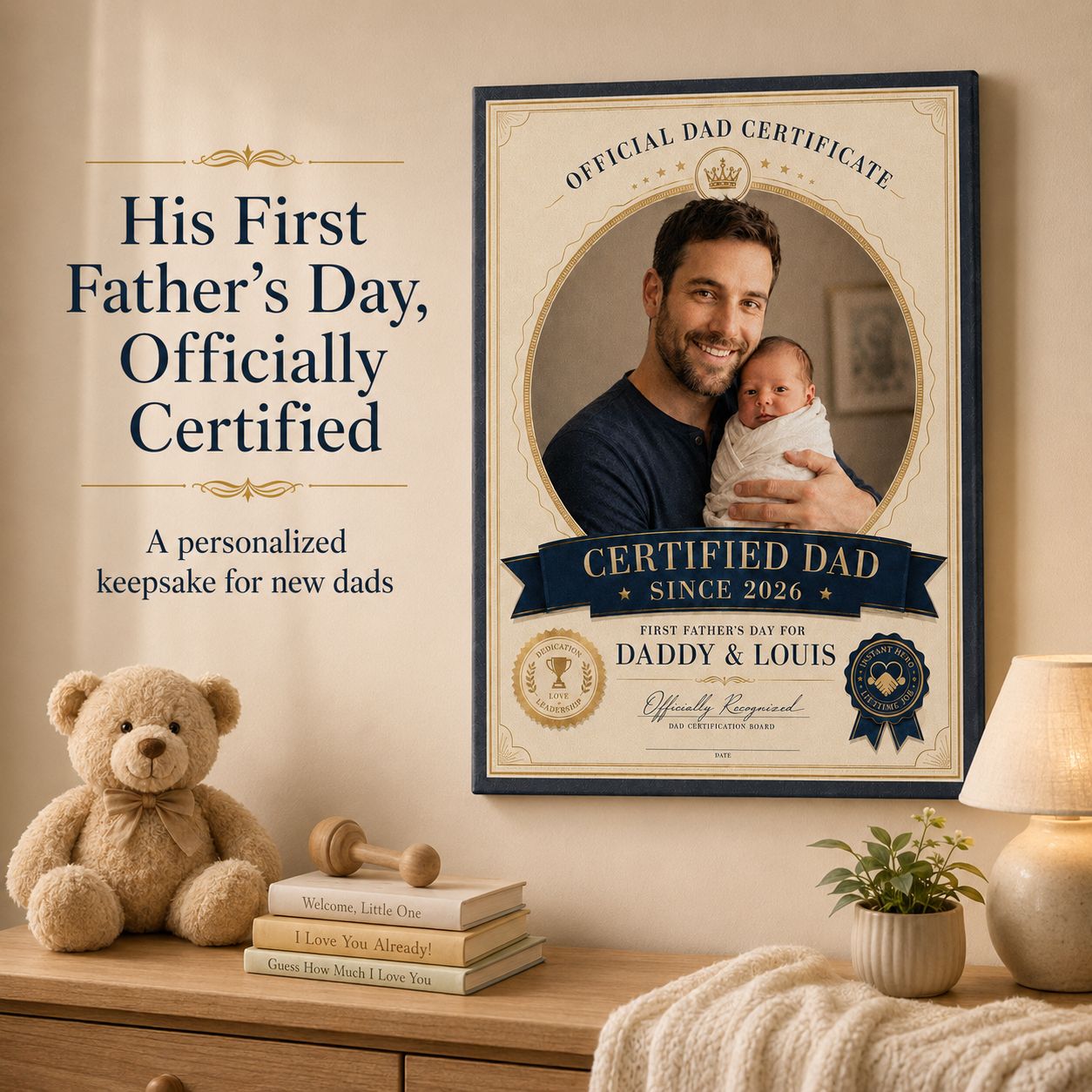 First Dad Certification Personalised Canvas