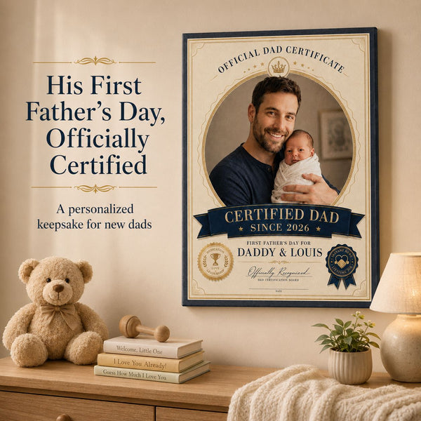 First Dad Certification Personalised Canvas