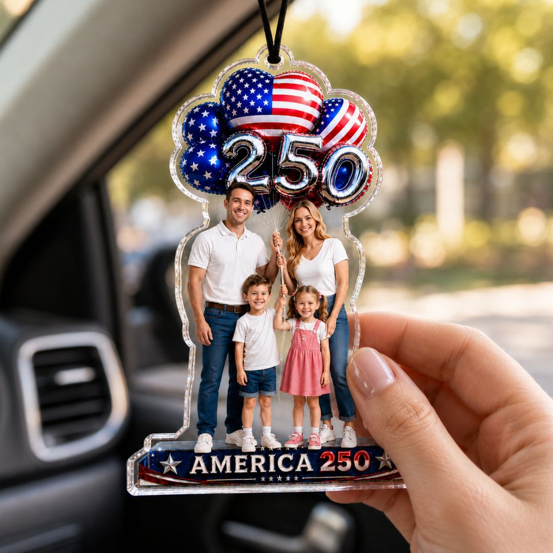 Personalized America 250 Family Car Hanging Ornament