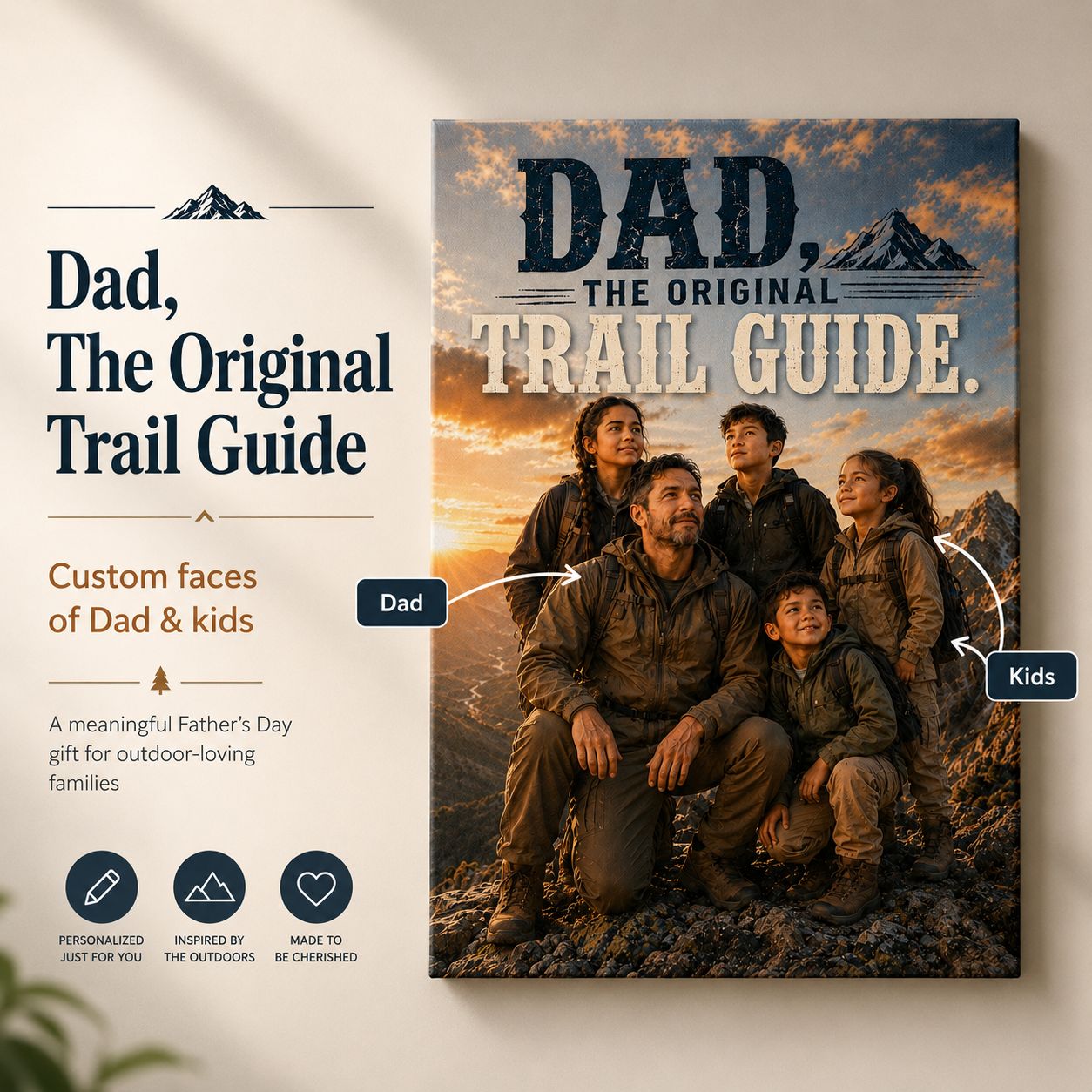 Dad, The Original Trail Guide Personalised Canvas