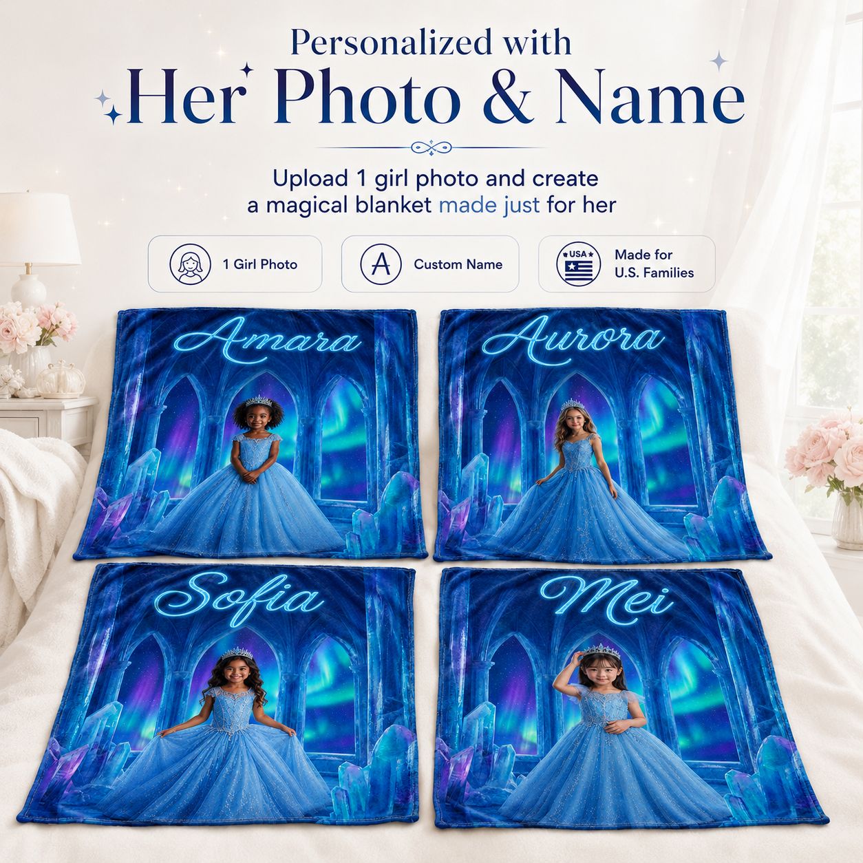 Little Ice Princess Realistic Personalized Blanket