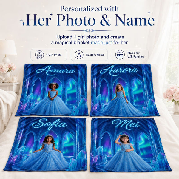 Little Ice Princess Realistic Personalized Blanket