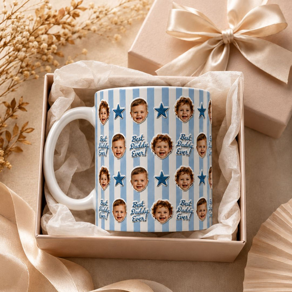 Personalized Best Daddy Ever with Kids Photos Ceramic Mug