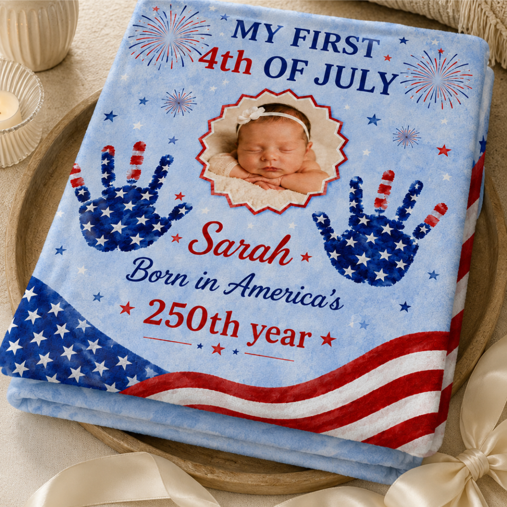 Personalized My First 4th Of July Baby Blanket