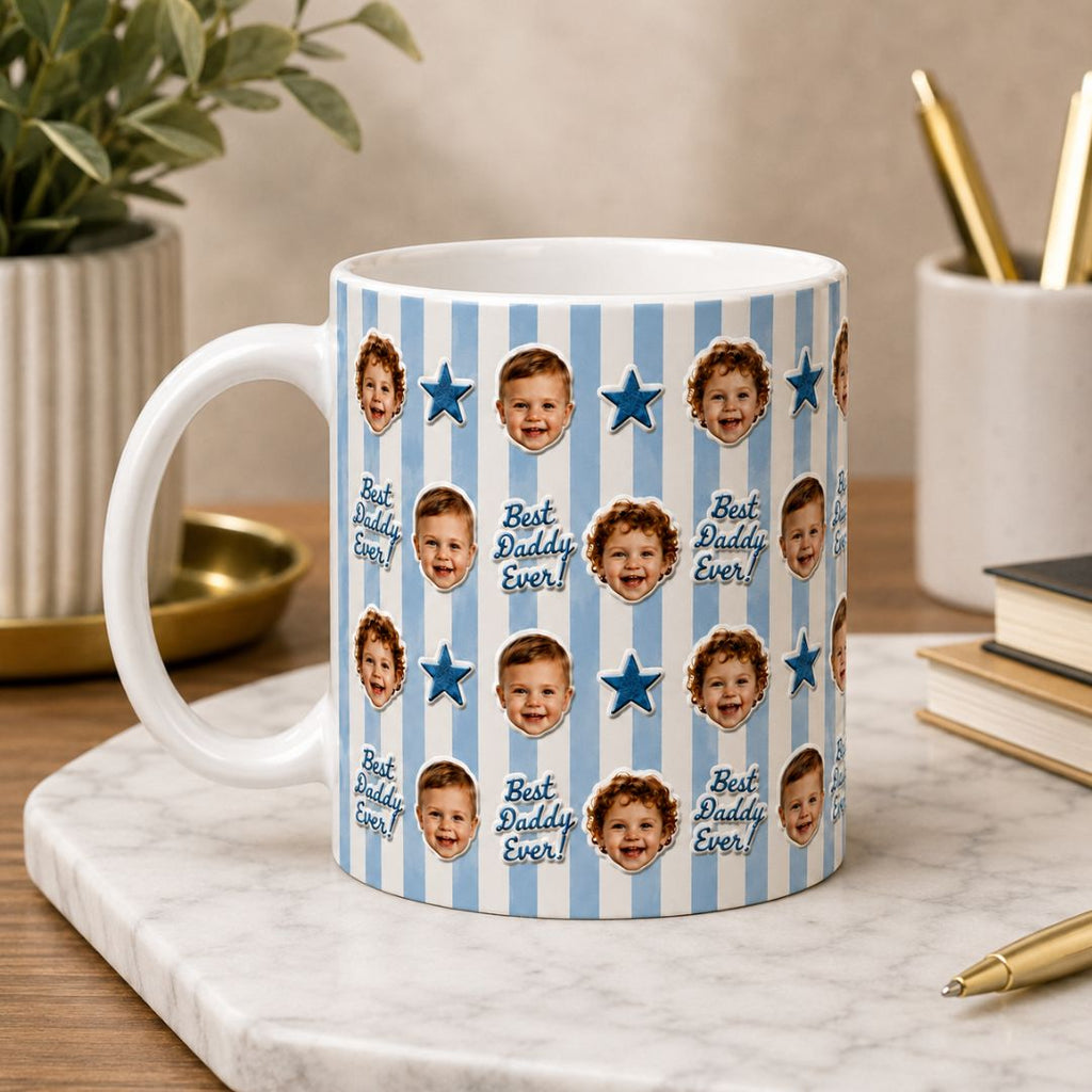 Personalized Best Daddy Ever with Kids Photos Ceramic Mug