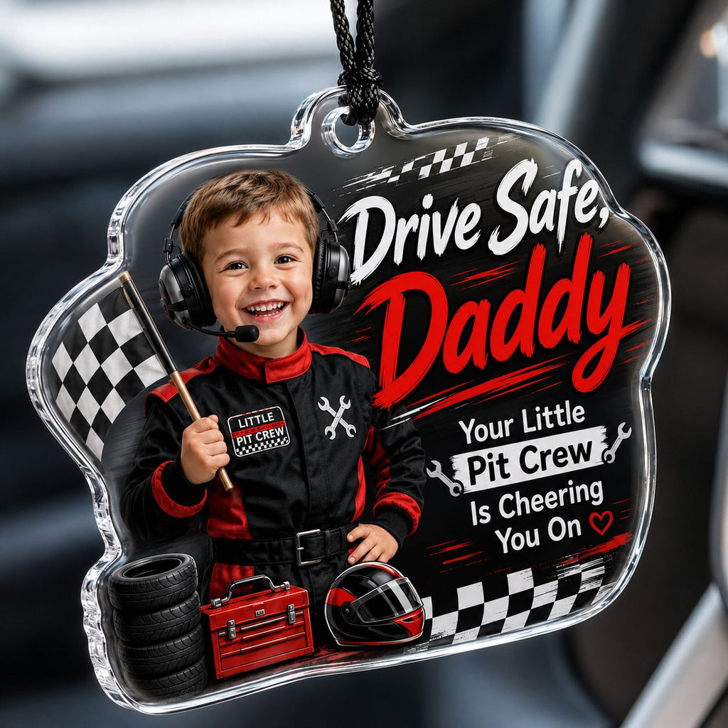 Safe Drive with Pit Crew Personalised Car Hanging Ornament