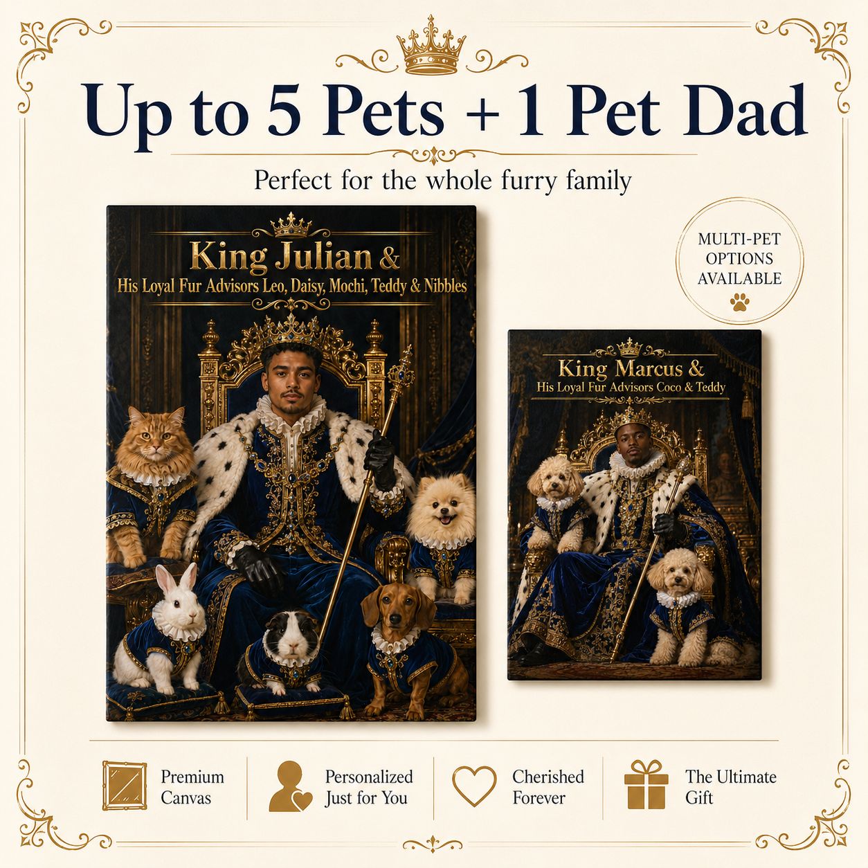 Royal Pet Dad Personalised Canvas