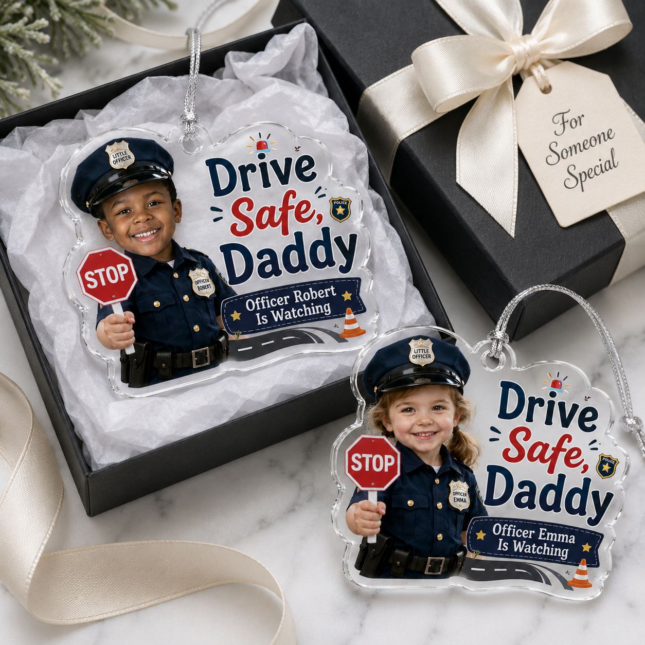 Baby Officer - Dad's Safe Drive  Personalized Acrylic Ornament