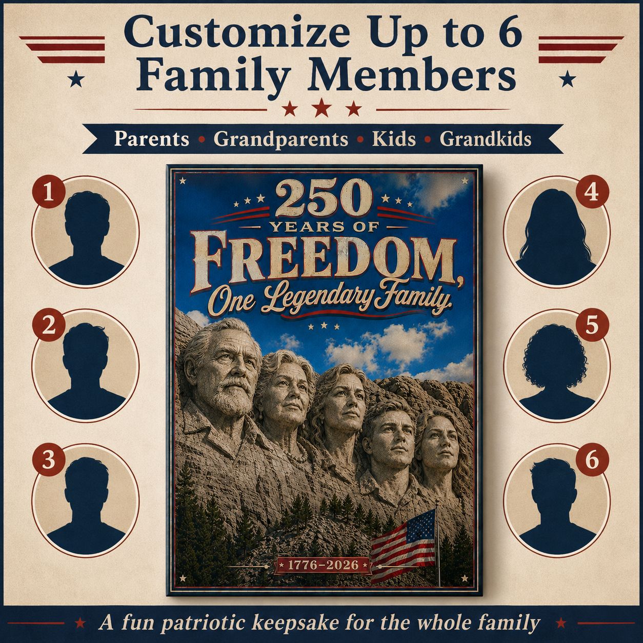 250 Years of Freedom Personalized Family Canvas