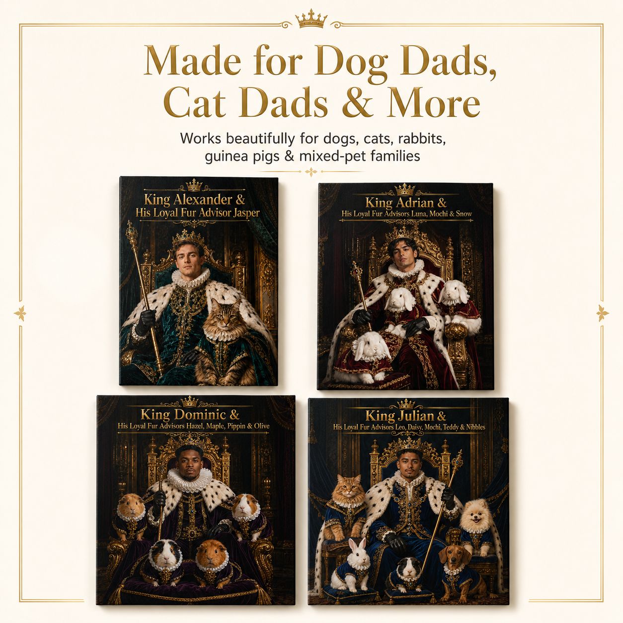Royal Pet Dad Personalised Canvas