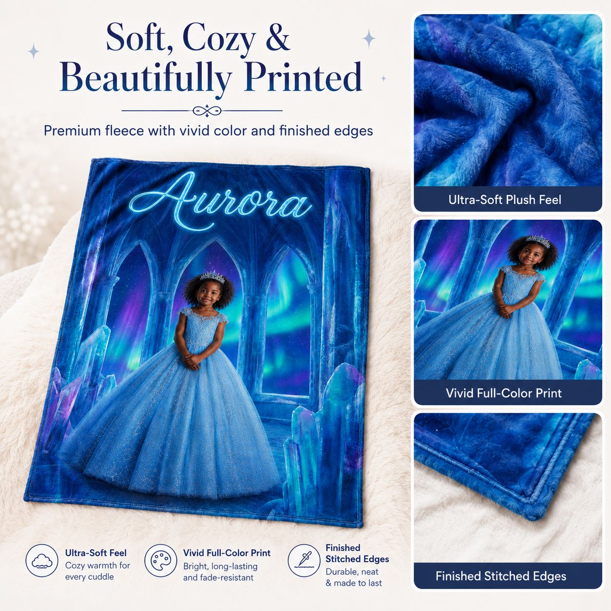 Little Ice Princess Realistic Personalized Blanket