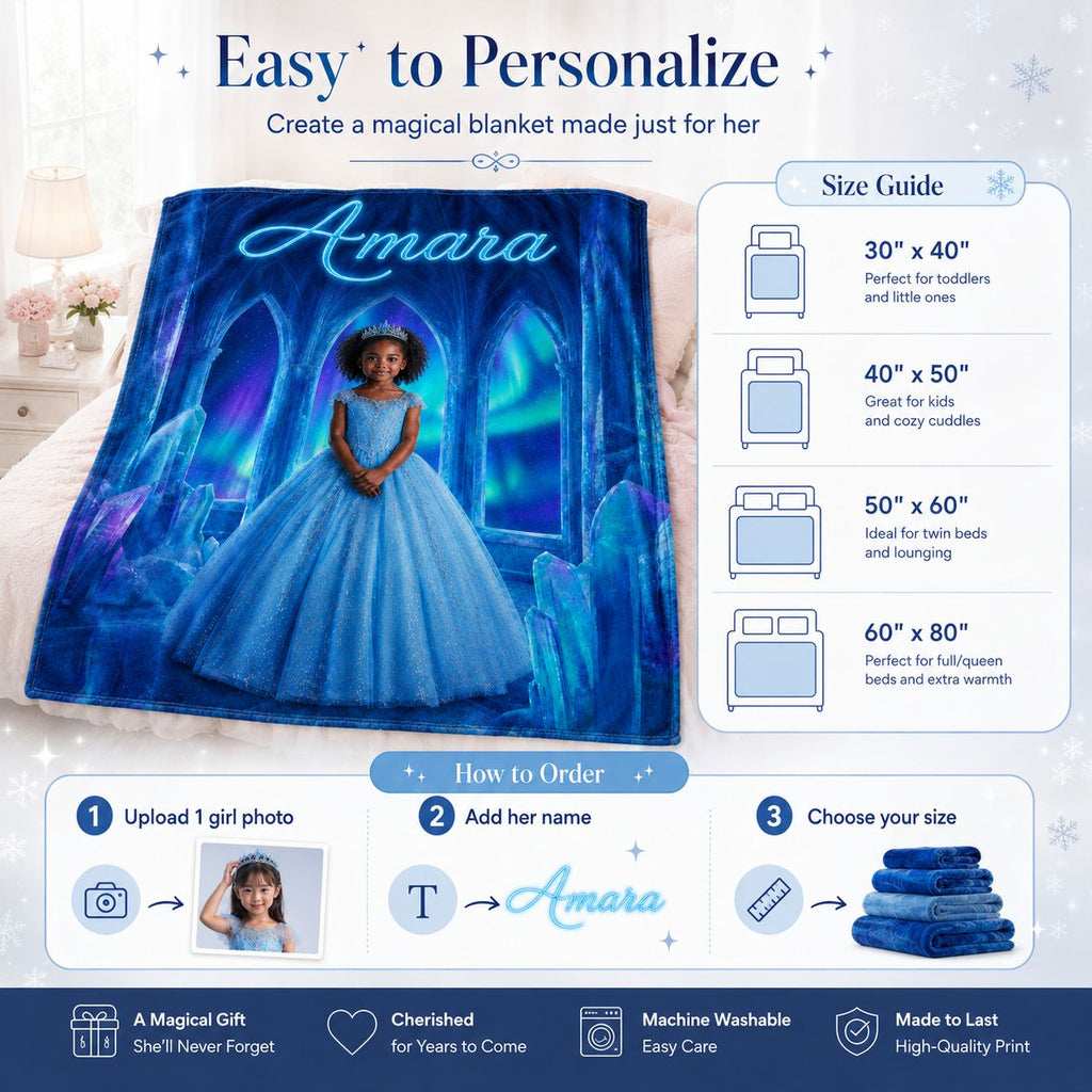 Little Ice Princess Realistic Personalized Blanket