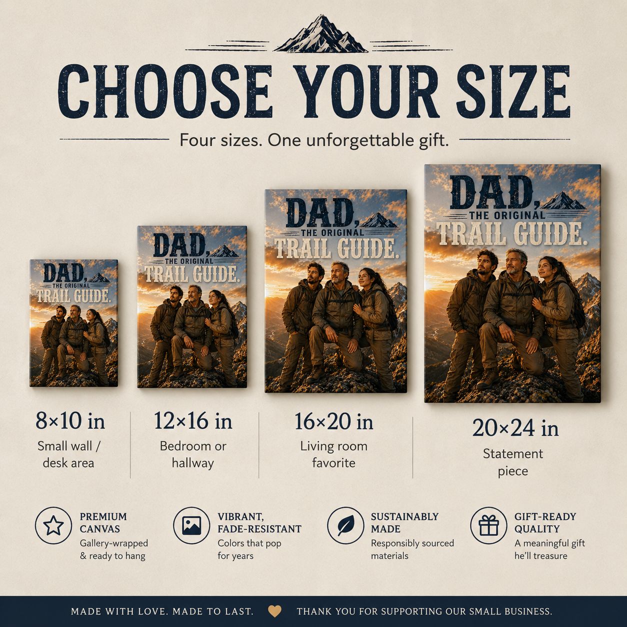 Dad, The Original Trail Guide Personalised Canvas