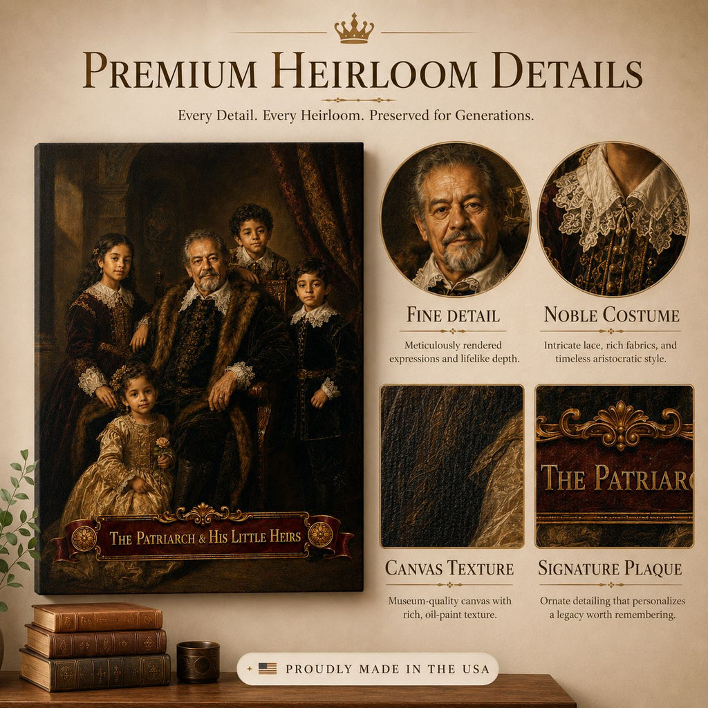 The Patriarch & His Little Heirs Personalized Canvas Portrait