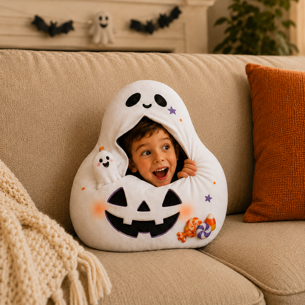 Personalized Ghost Pumpkin Custom Shape Pillow
