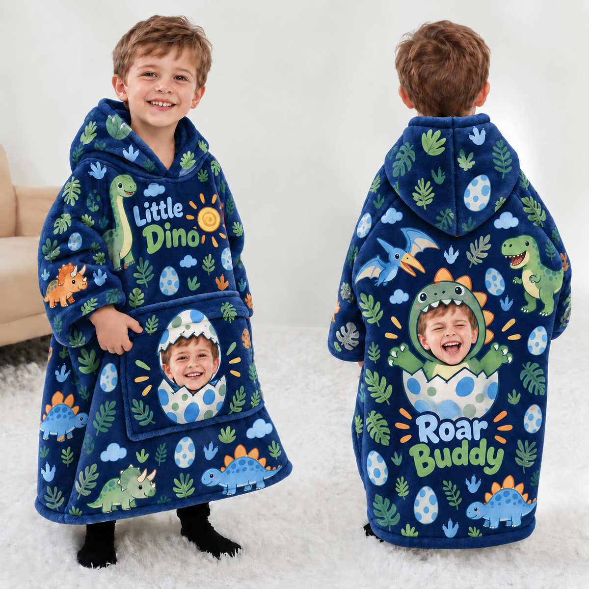 Cute Little Dino Blanket Hoodie