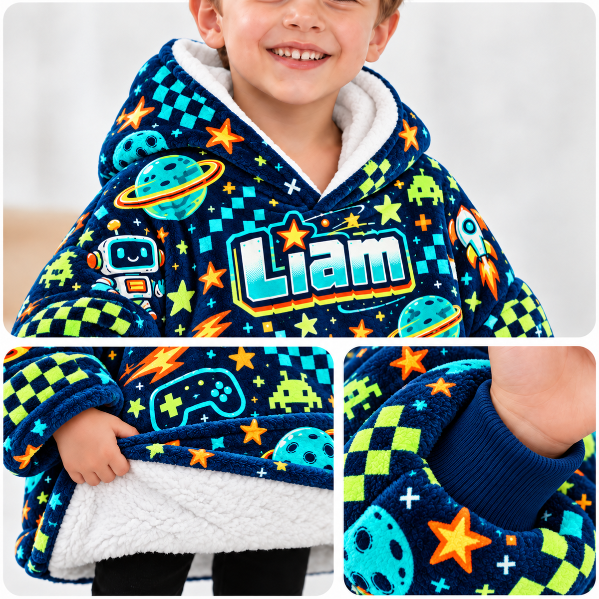 Personalized Space Explorer Blanket Hoodie