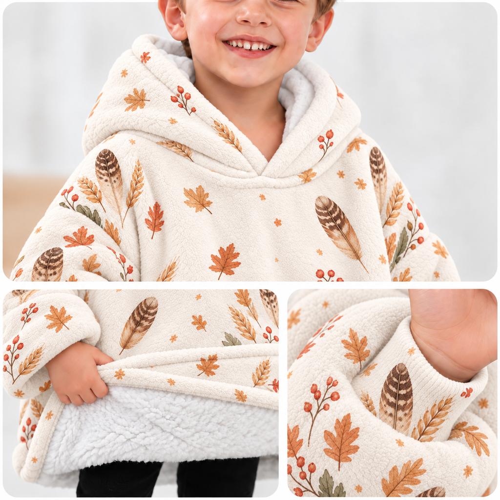 Personalized Little Turkey Thanksgiving Blanket Hoodie