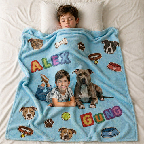 Kid & Pet Realistic Personalized Pattern Blanket
