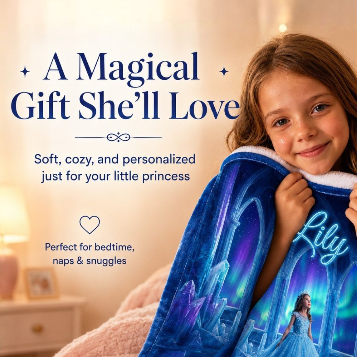 Little Ice Princess Realistic Personalized Blanket