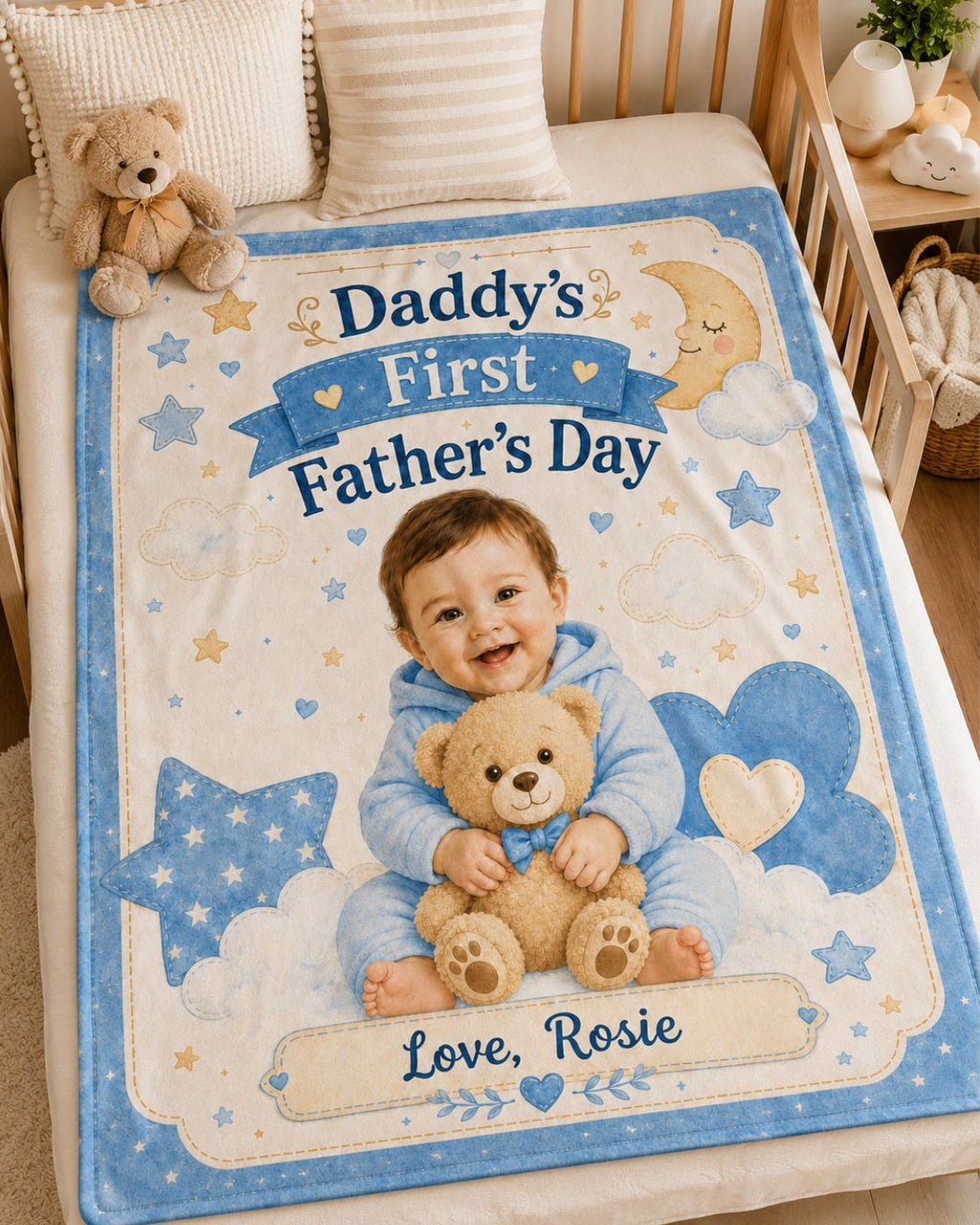 Daddy’s First Father’s Day Custom Kid Photo Blanket