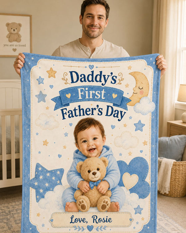 Daddy’s First Father’s Day Custom Kid Photo Blanket
