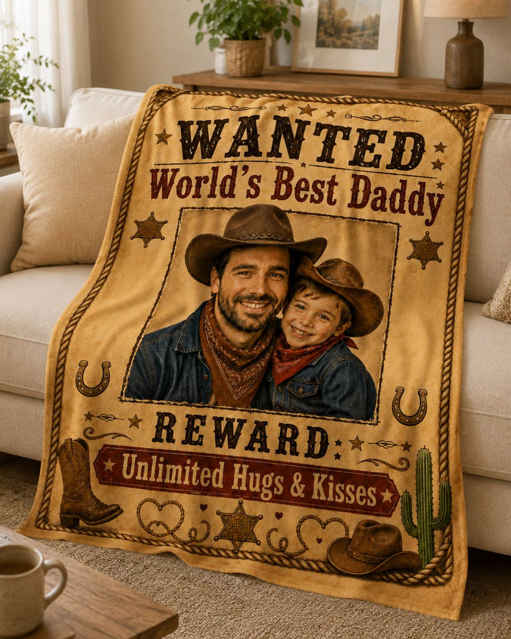 Daddy & Me Western Wanted Blanket