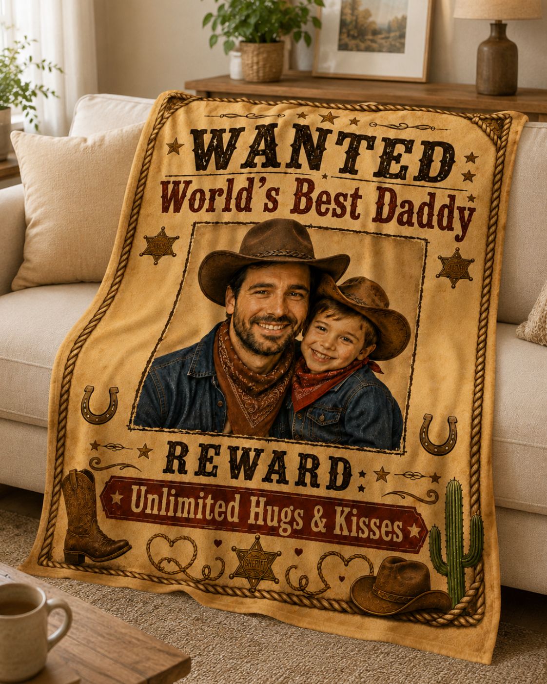Daddy & Me Western Wanted Blanket
