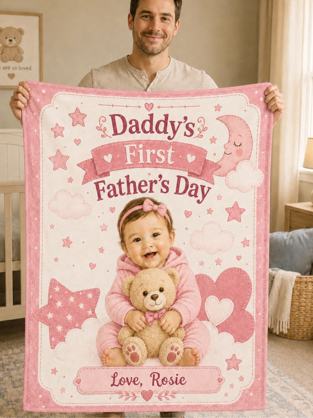 Daddy’s First Father’s Day Custom Kid Photo Blanket