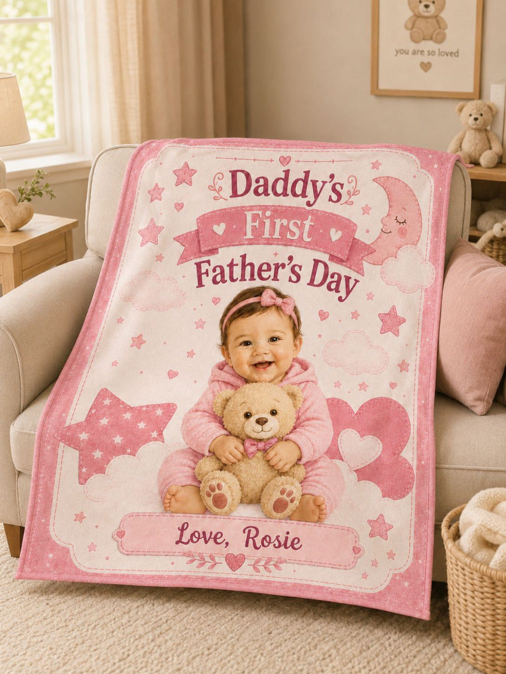 Daddy’s First Father’s Day Custom Kid Photo Blanket