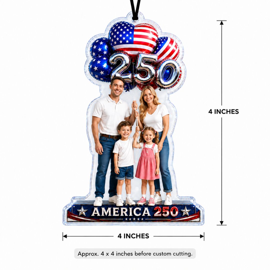Personalized America 250 Family Car Hanging Ornament