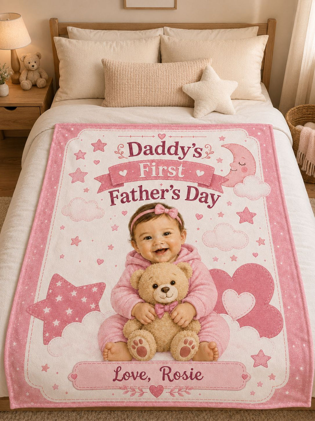 Daddy’s First Father’s Day Custom Kid Photo Blanket
