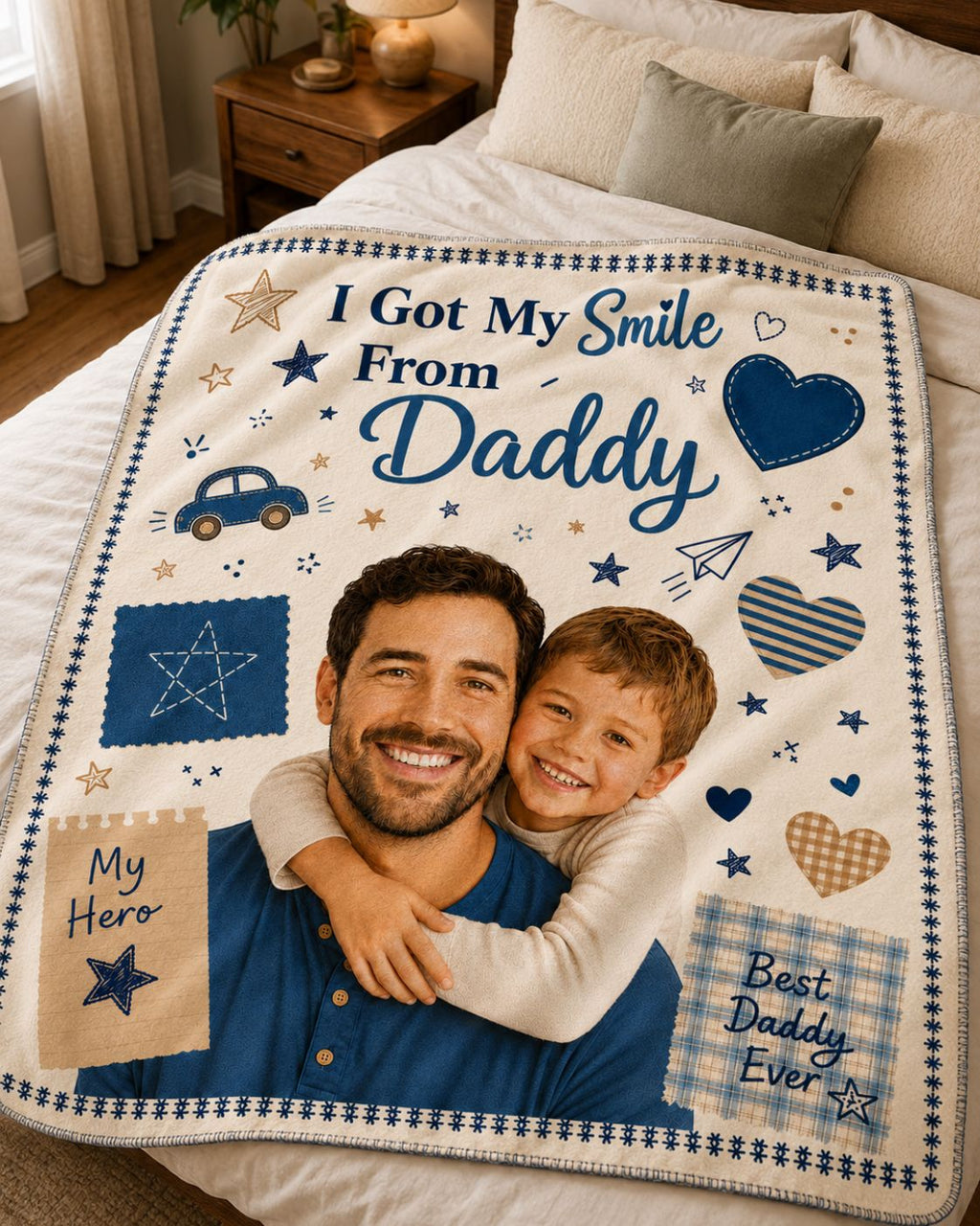 I Got My Smile From Daddy – Custom Dad & Kid Face Blanket