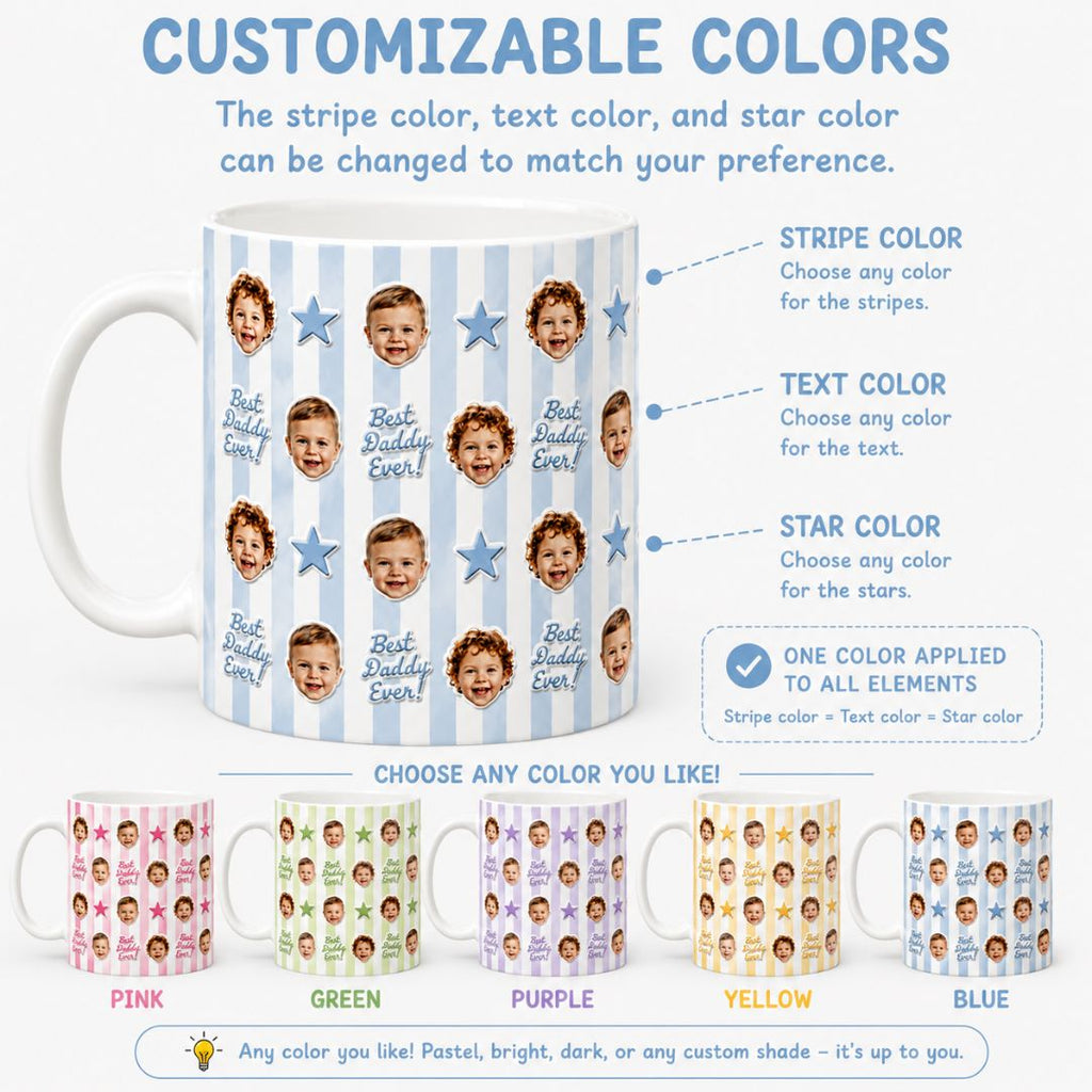 Personalized Best Daddy Ever with Kids Photos Ceramic Mug