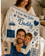 I Got My Smile From Daddy – Custom Dad & Kid Face Blanket